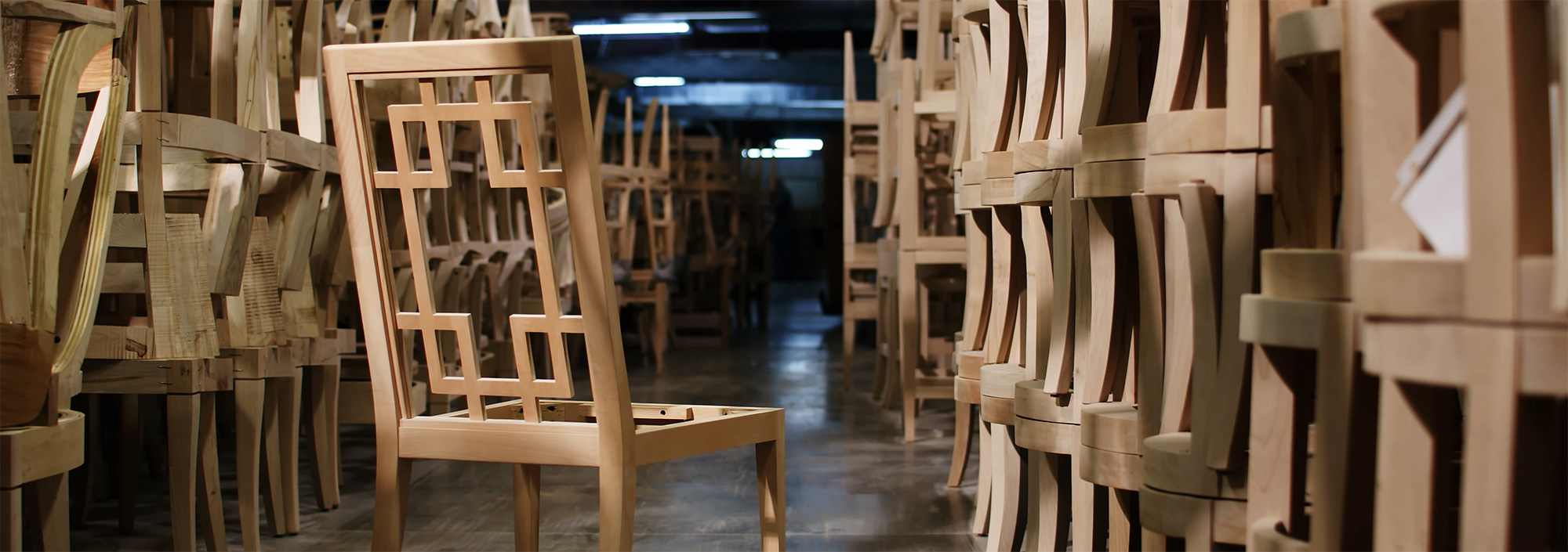 Picture of chair frames in the factory